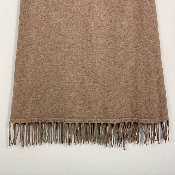 Carlisle PER SE Cotton Cashmere Blend Fringed Faux Wrap Skirt Size M - Picture 9 of 11